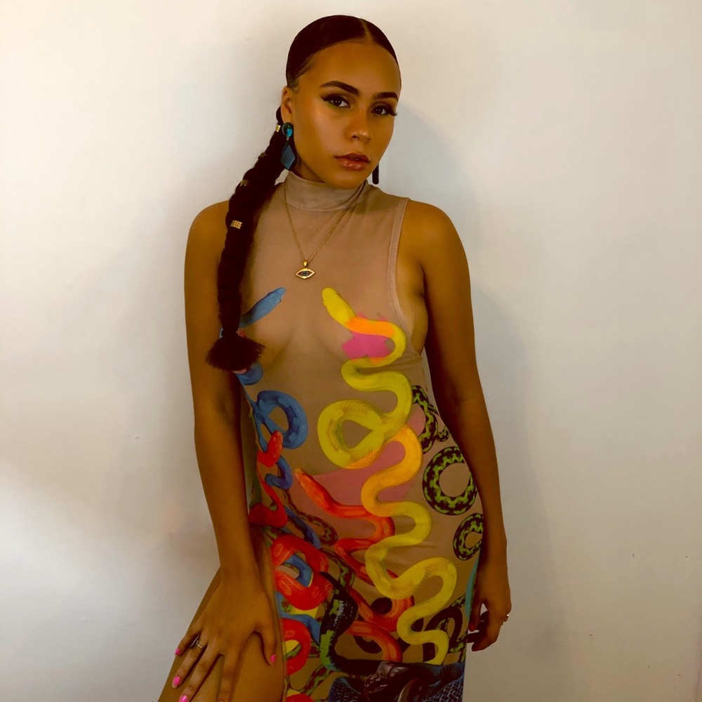 Climbing Snakes High Neck Maxi Dress